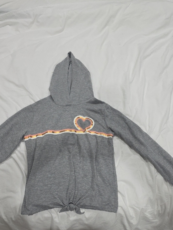 Old Navy Other - Old Navy Gray Hooded Top with Pink and Gold  Heart Stripe